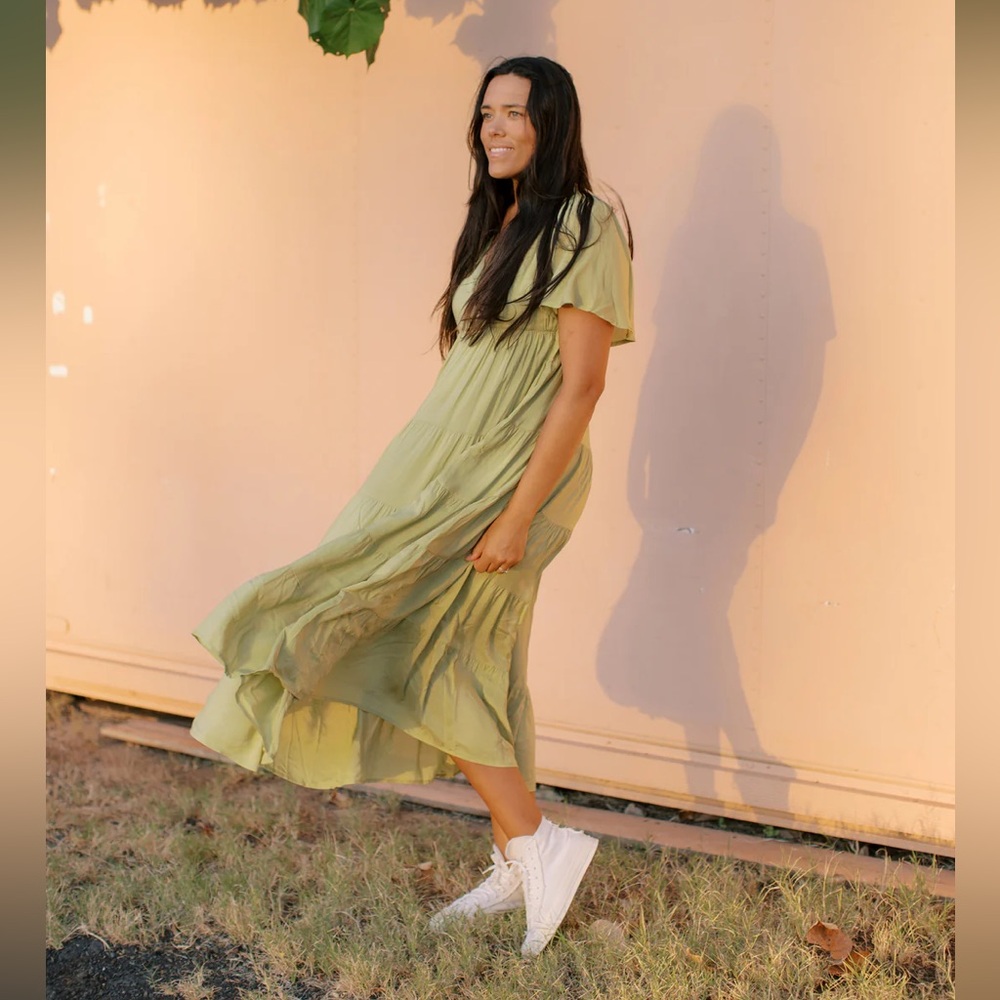Olive Maxi Dress - Cool Matcha
